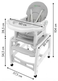 Scaun de masa 3 in 1 Ecotoys HC-223 Gri