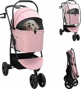 vidaXL Carucior pentru Pisici Pliante Roz 78 x 54 x 101 cm Poliester