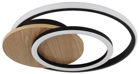 Plafoniera LED design circular JULIO negru/lemn