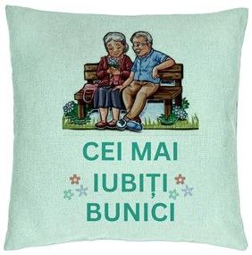 Perna Decorativa pentru Bunici 9, 40x40 cm, Verde Menta, Husa Detasabila, Burduf