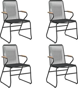 vidaXL Scaune de grădină, 4 buc., negru, 58x59x85,5 cm, ratan PVC
