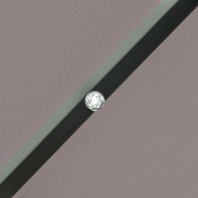 Outsunny Umbrelă de Grădină Inclinabilă Ø265 cm cu 32 Lumini LED Solare și Manivelă, Umbrelă de Exterior cu 8 Spițe, din Oțel și Poliester, pentru Patio, Curte, Balcon, Terasă, Gri | Aosom Romania