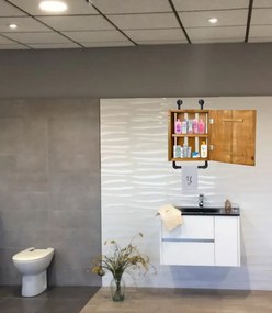 Dulap baie cu oglinda si etajera Calypso Homs, nuc-negru, 45 X 15 X 35 cm,10151