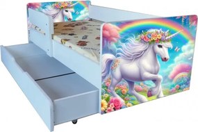 Pat Magic Unicorn cu saltea cadou si sertar
