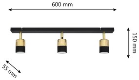 Spot LED TUBSSON 3xGU10/4,8W/230V negru/auriu