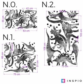 INSPIO Autocolante pentru perete - Dinozauri alb-negru