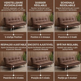 HOMCOM Canapea Extensibilă 2 Locuri din Piele Întoarsă Sintetică cu Spătar Reglabil și 2 Perne, Maro Închis | Aosom Romania