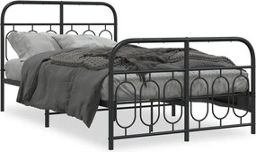 vidaXL Cadru pat metalic cu tăblie de cap/picioare, negru, 120x190 cm