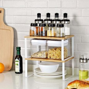 Set de organizatoare din bambus CEZAR, 4 piese, maro/albă SongmicsHome