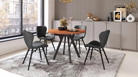 Mazzoni ALMO Calvados/picioare negre - MASĂ ROTUNDĂ EXTENSIBILĂ CU PICIOARE ÎN FORMĂ DE Y STIL LOFT PENTRU SALON/SUFRAGERIE
