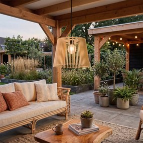 Lampă suspendată rustică de exterior din lemn IP44 - Jayla