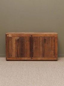 Bufet din lemn reciclat și metal, 4 uși, aspect rustic, Rochehau