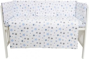 Set lenjerie 4 piese Mini Cot Blue and Grey Stars white