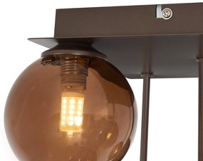 Plafonieră de design bronz cu sticlă bronzată cu 5 lumini - Atena