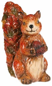 Decorație de toamnă Veveriță cu alune, 12 x 7 x 13cm, ceramică