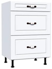 Corp inferior 50 cu 3 sertare metalice greutate Zebra MDF alb