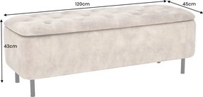 Bancheta cu spatiu de depozitare Catifea bej, EN VOGUE 120cm