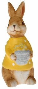 Iepuraș din ceramică cu ouă Bunny, 10,5 x 21 x 9 cm