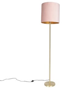 Lampă de podea romantică din alamă cu abajur roz 40 cm - Simplo