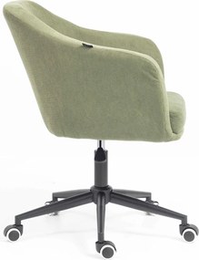 HR832K Scaun Catifea Reiată Premium culoare verde salvie cu Bază Neagră