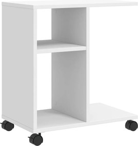 vidaXL Măsuță laterală cu roți, alb, 50x30x55 cm, lemn prelucrat