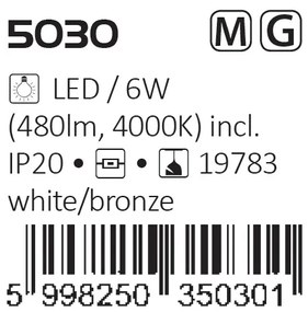 Veioza LED din metal finisaj bronz si alb AVIANA 5030 RX