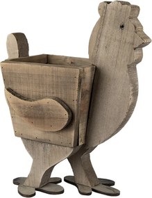 Jardinieră decorativă din lemn, în formă de găină, 35x18x40 cm, stil rustic