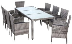 Deuba Set de grădină din ratan Bali 1+8 - gri/antracit