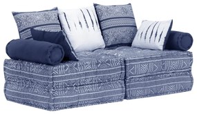 vidaXL Canapea puf modulară cu 2 locuri, indigo, material textil