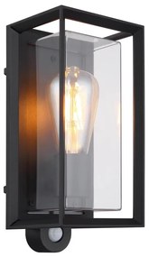 Aplică de exterior cu senzor Globo 31982SS LOGANA 1xE27/60W/230V IP44 negru