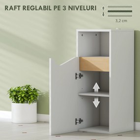 HOMCOM Dulăpior pentru Baie Îngust cu Ușă Amortizată și Raft Deschis, Mobilier Compact cu Rafturi Reglabile, pentru Bucătărie, Sufragerie sau Baie, 30x30x71,5 cm, Alb și Lemn Natur | Aosom Romania