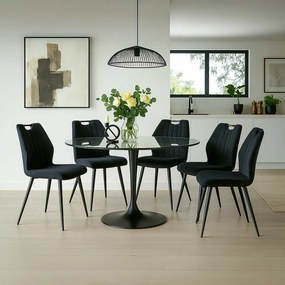 Scaun living negru din catifea cu cadru metalic si spatar ergonomic BUC 204