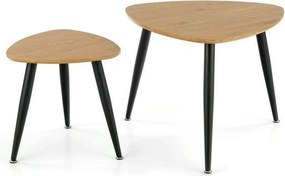 Set 2 masute cafea NICEA, stejar auriu/negru