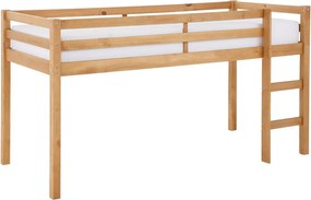 Pat pentru copii în culoare naturală înalt din lemn de pin 90x200 cm Alpi – Støraa