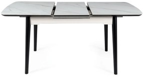 Masa extensibila Apollo Ceramica marmura alba/negru mat - L120-160 cm