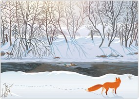 Tablou - Vulpe în peisaj de iarnă (70x50 cm)