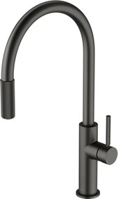 Baterie bucatarie cu dus extractibil Omnires Switch compatibila cu sistem filtrare apa finisaj grafit periat