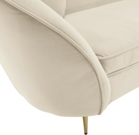 Canapea cu 3 locuri de design, ţesătură Velvet bejgold crom auriu, EZIO TYP 3