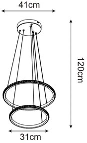 Lustră LED pe cablu Zuma Line P22082M-2R RIDE LED/22W/230V + LED/14W negru