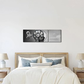 Tablou artistic cu cu cap și ceas (cu ceas) (90x30 cm)