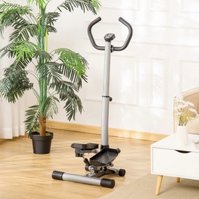 HOMCOM Stepper cu Monitor LCD, Mânere Reglabile și Benzi Elastice, Negru și Argintiu | Aosom Romania