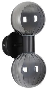 Aplica baie Protectie IP44 metal negru, sticla fumurie Luminsphere 2Lt