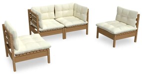 3096175 vidaXL Set mobilier grădină cu perne, 4 piese, lemn masiv de pin