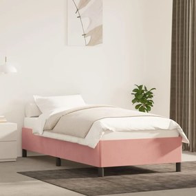 347299 vidaXL Cadru de pat, roz, 90x190 cm, catifea