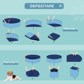 Piscina pentru Animale Domestice PawHut Pliabila, PVC, Albastra Ø80x20cm | Aosom RO