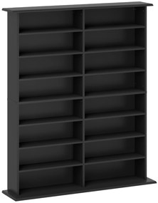 HOMCOM Mobilier Bibliotecă cu 16 Rafturi pentru 720 CD-uri din Lemn 106.5x24x123.7 cm Negru | Aosom Romania