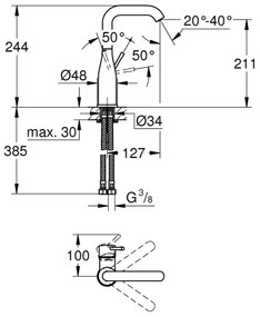 GROHE 23541001 - Baterie pentru lavoar ESSENCE DN 15 crom lucios