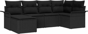 vidaXL Set de canapele pentru grădină 6 pcs Negru poliratan