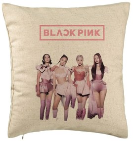 Perna Decorativa BlackPink, Model 1, 40x40 cm, Bej, Husa Detasabila, Burduf