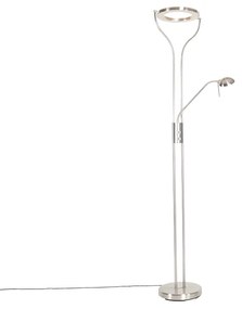 Lampa de podea moderna din otel cu brat de citit, incluzand LED si dimmer - Divo